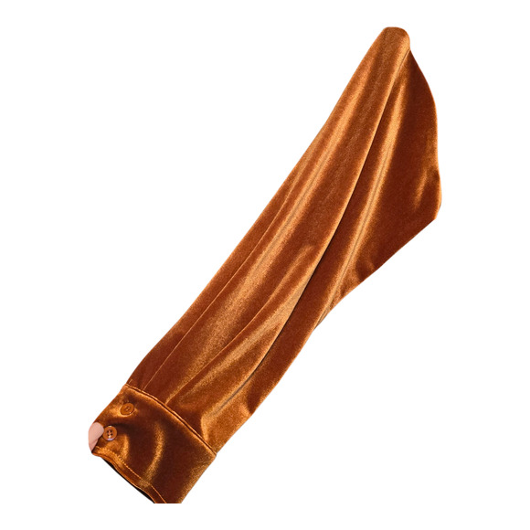 Retro Womens Burnt Orange Velvet Button Up Shirt Size 2XL Long Sleeve Grunge - Picture 5 of 9